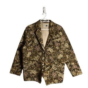American Dream Women's Vintage Flower Motif Linen Blazer